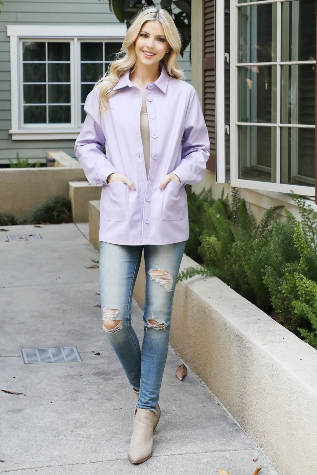 Lilac Vegan Leather Coat