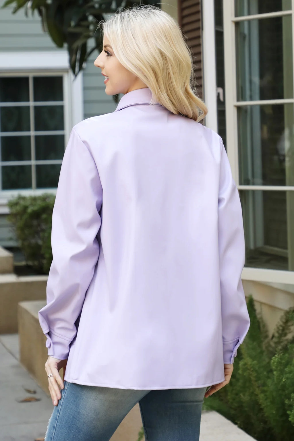 Lilac Vegan Leather Coat
