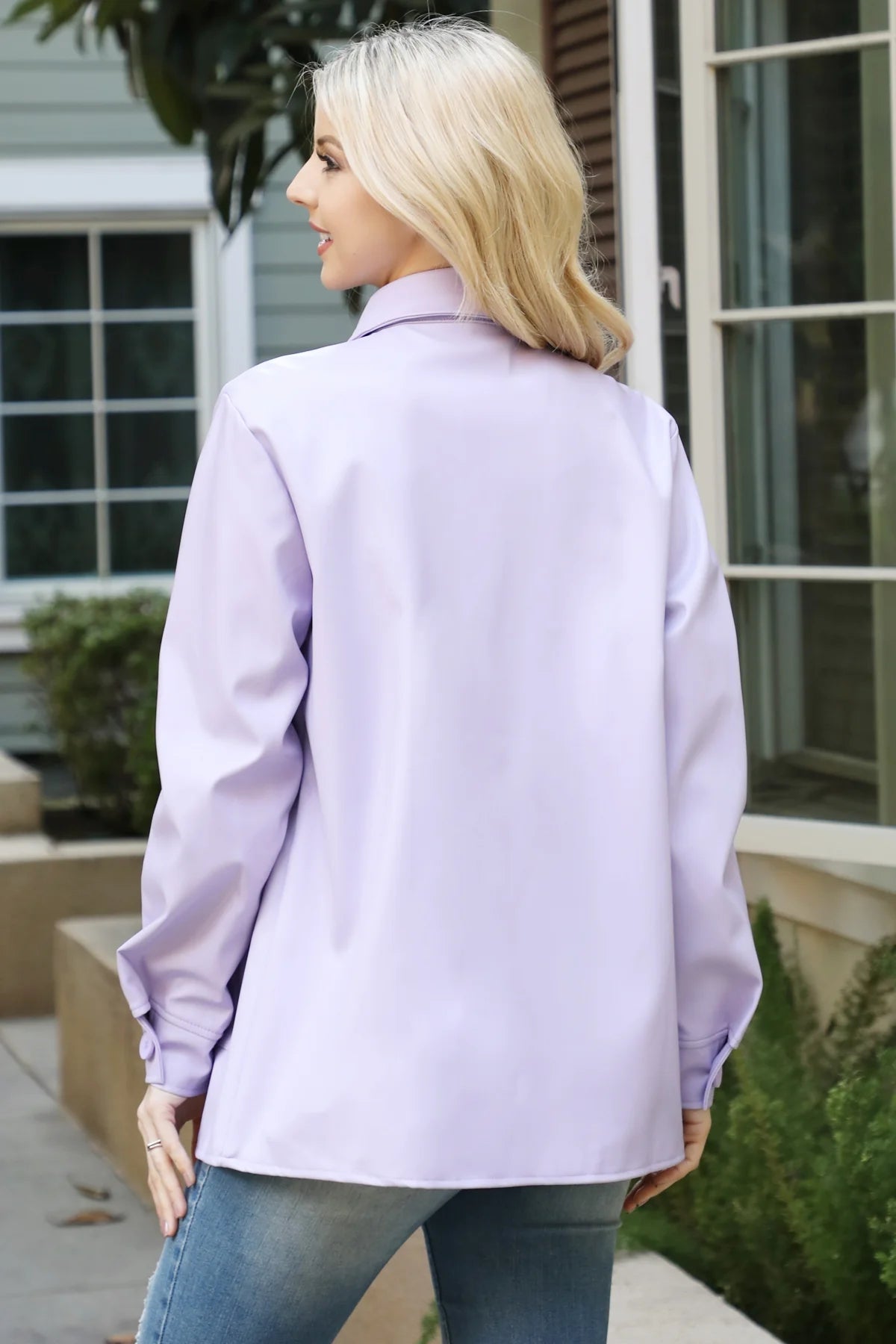 Lilac Vegan Leather Coat