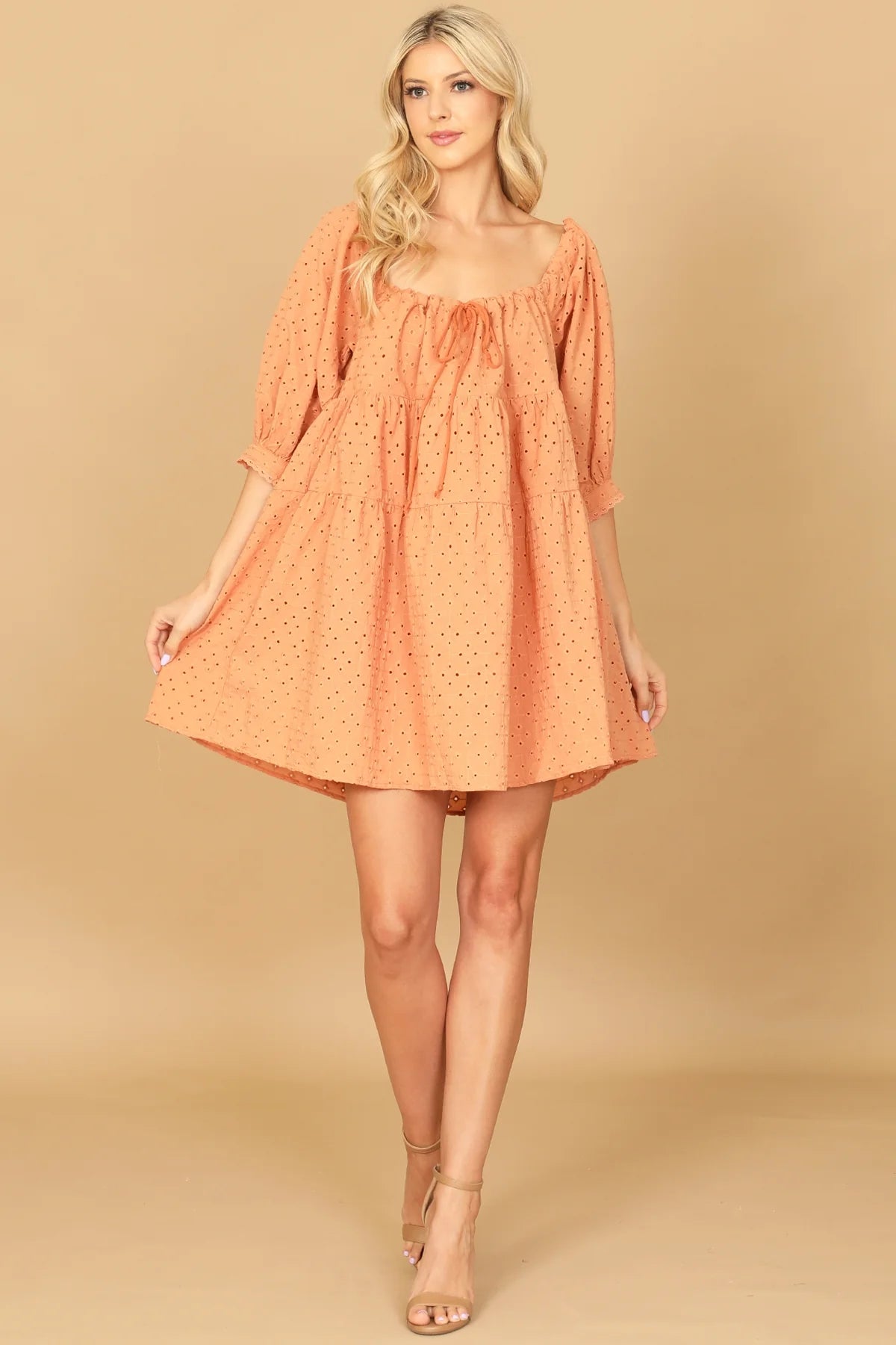 Burnt Orange Eyelet Dress