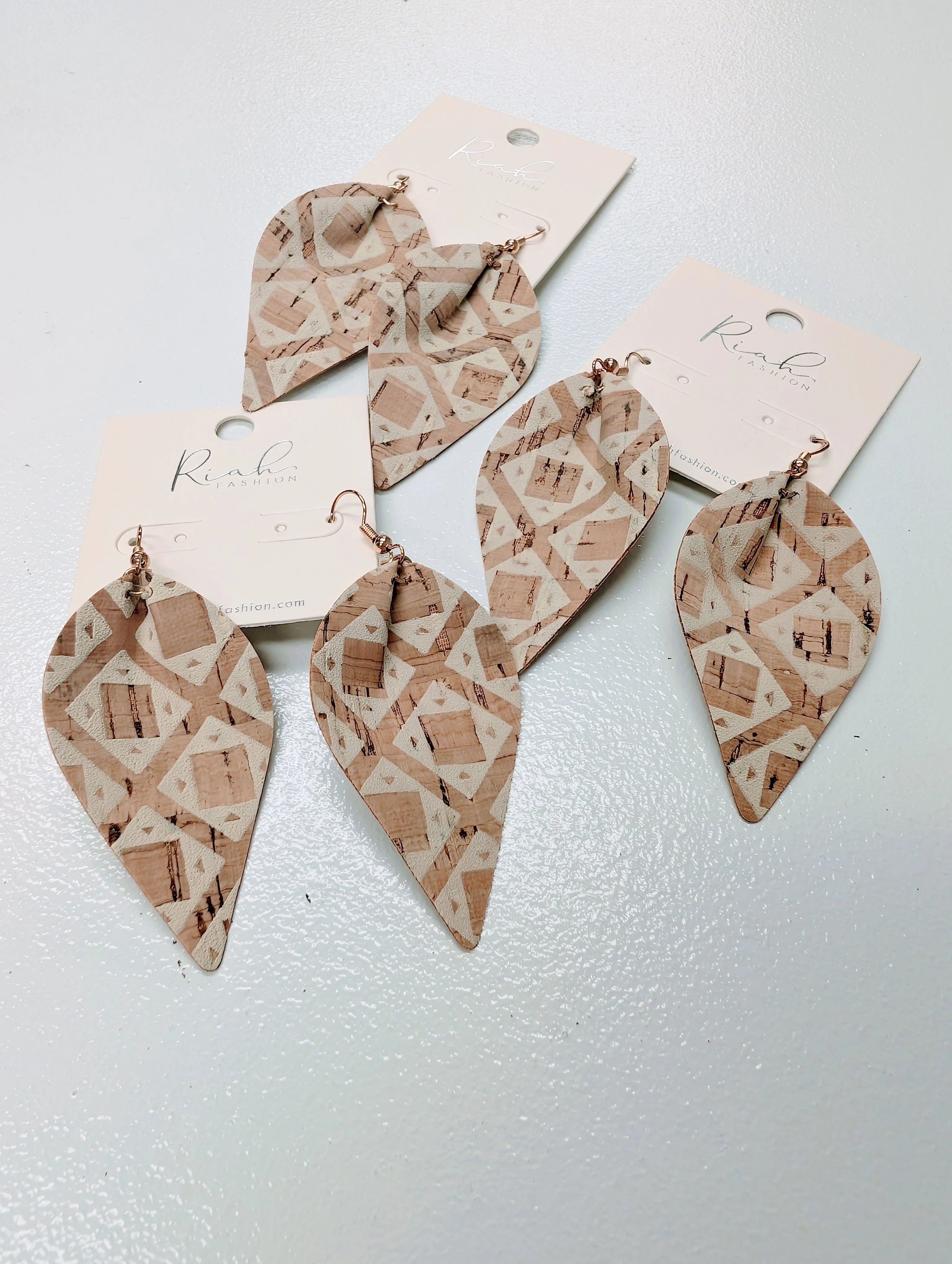 Geo Teardrop Cork Earrings