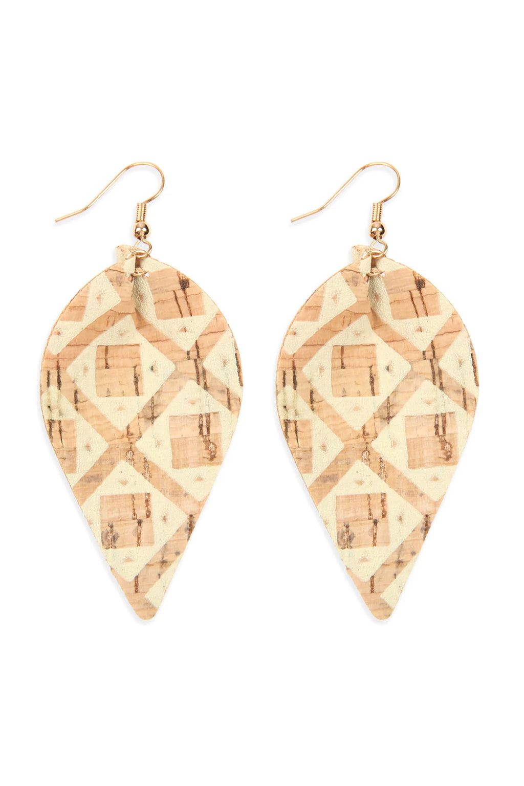Geo Teardrop Cork Earrings