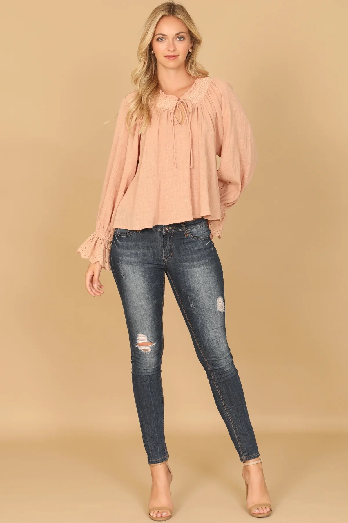 Dusty Peach Ruffle Top