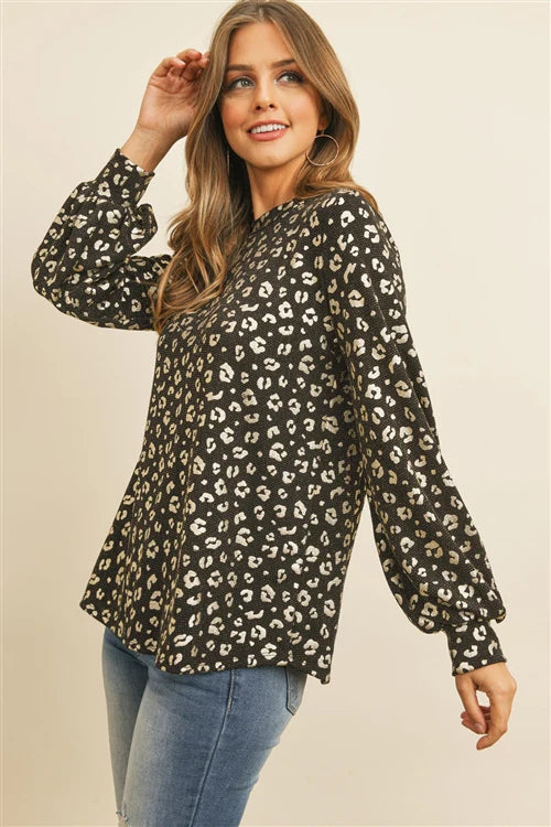 Silver Metallic Leopard Top