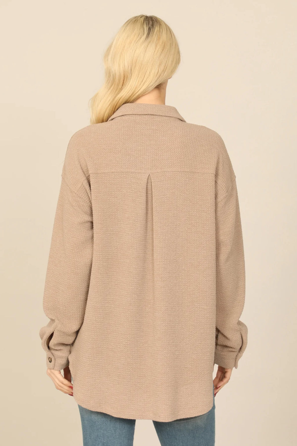 Textured Shacket- Beige