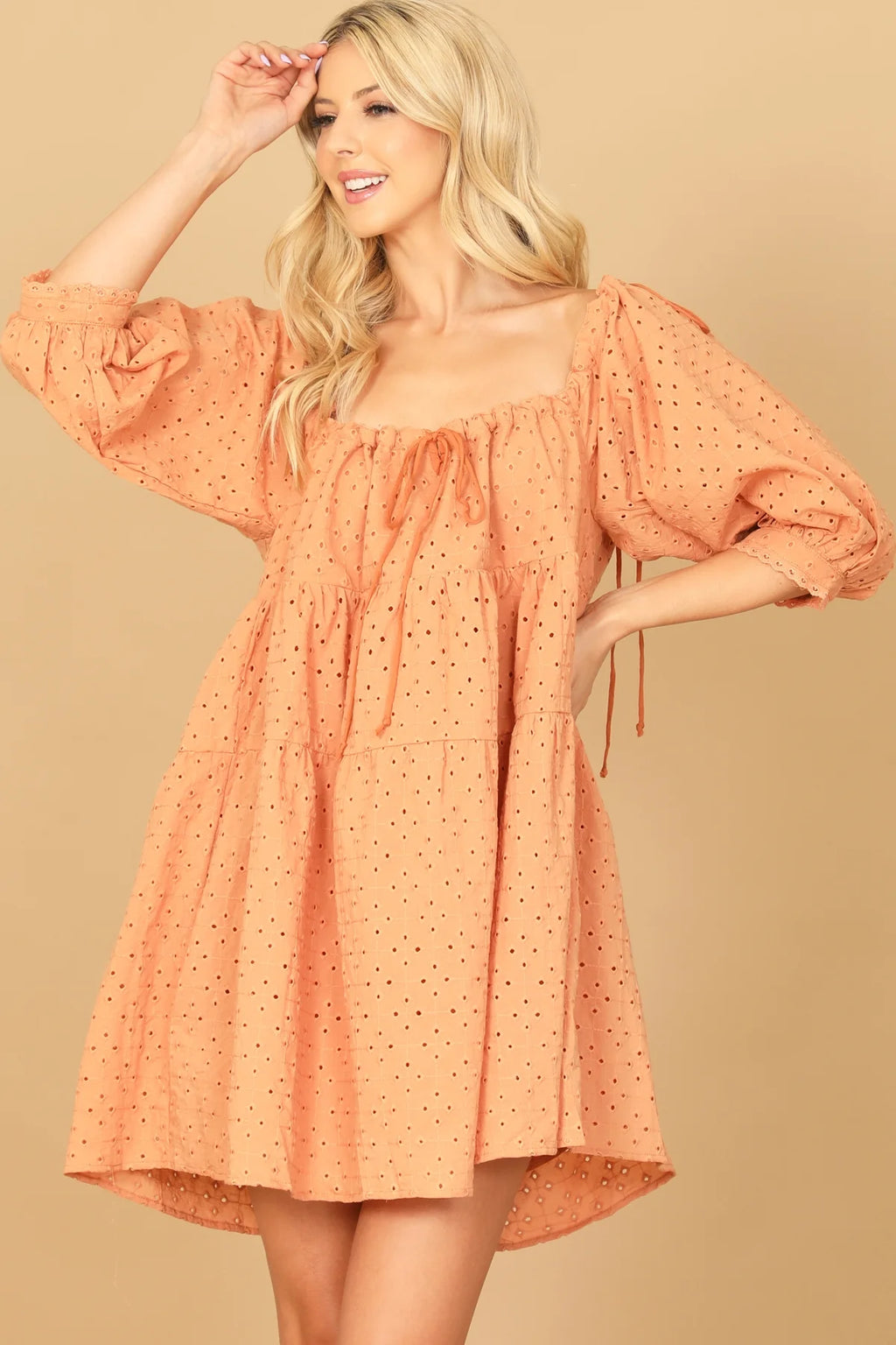 Burnt Orange Eyelet Dress