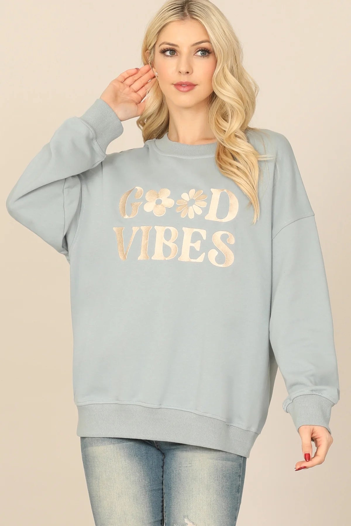 Embroidered Good Vibes Crew