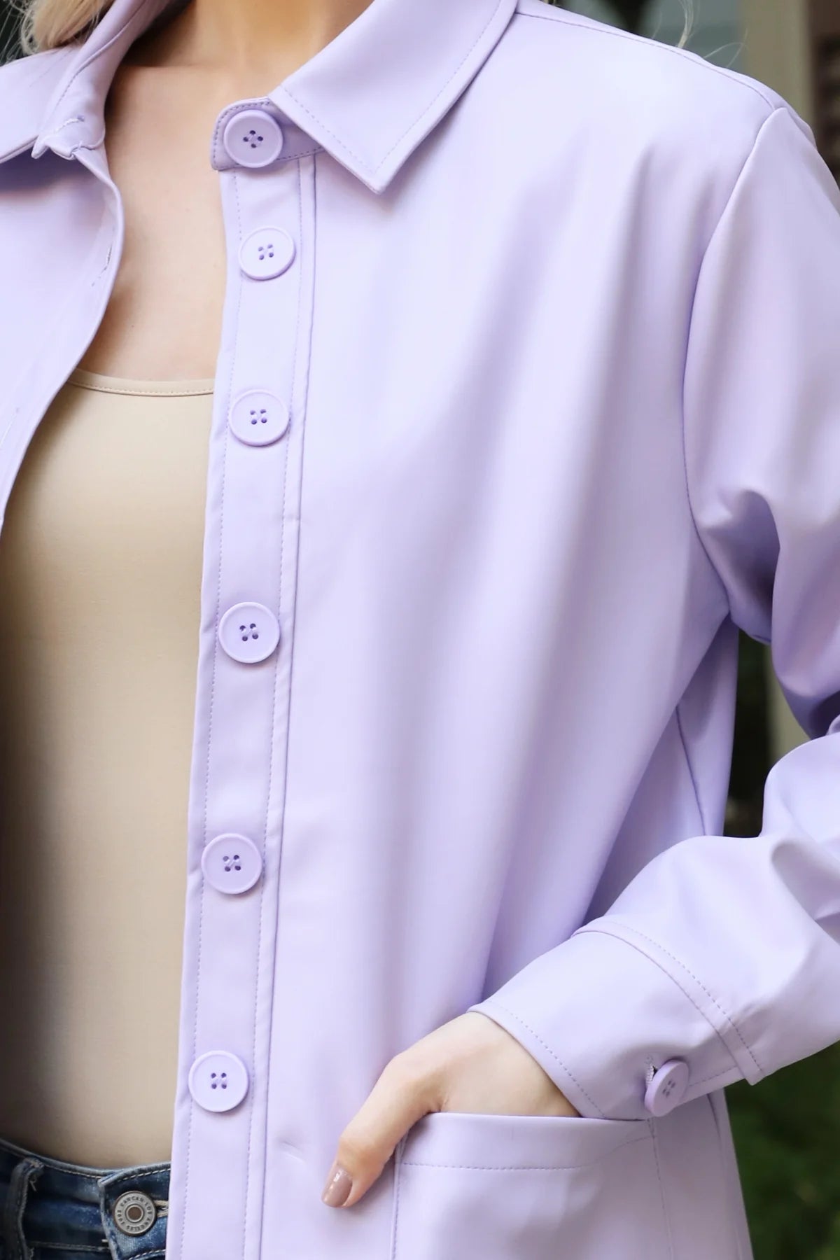 Lilac Vegan Leather Coat