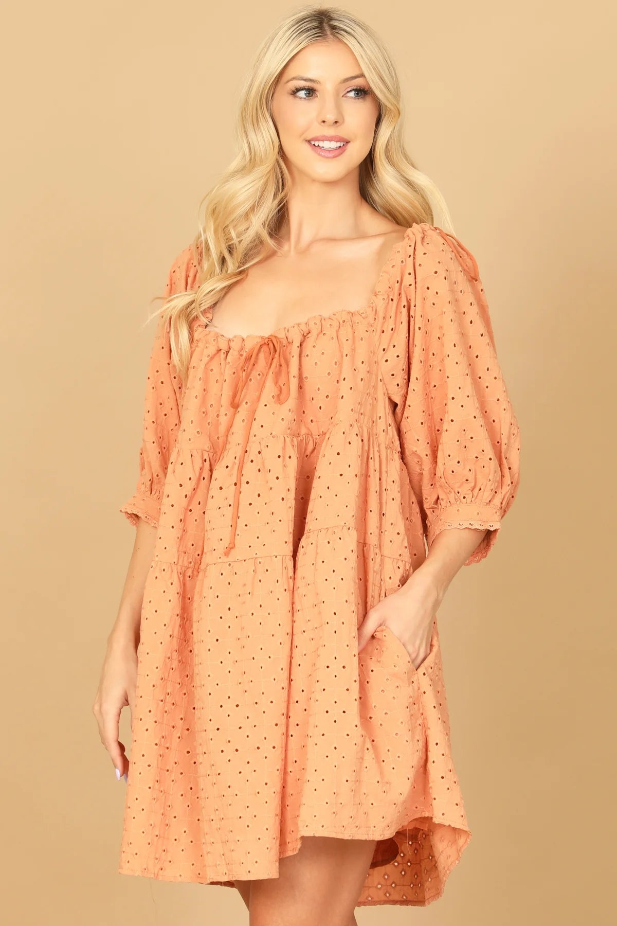 Burnt Orange Eyelet Dress