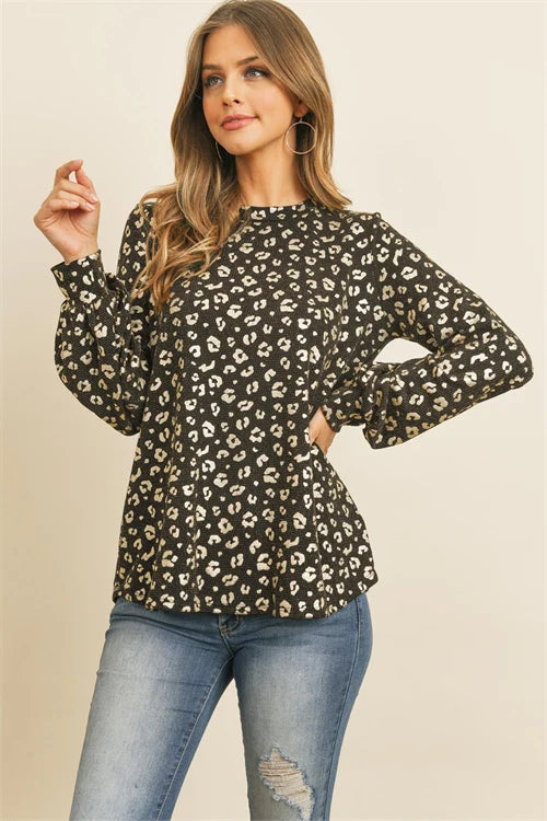 Silver Metallic Leopard Top