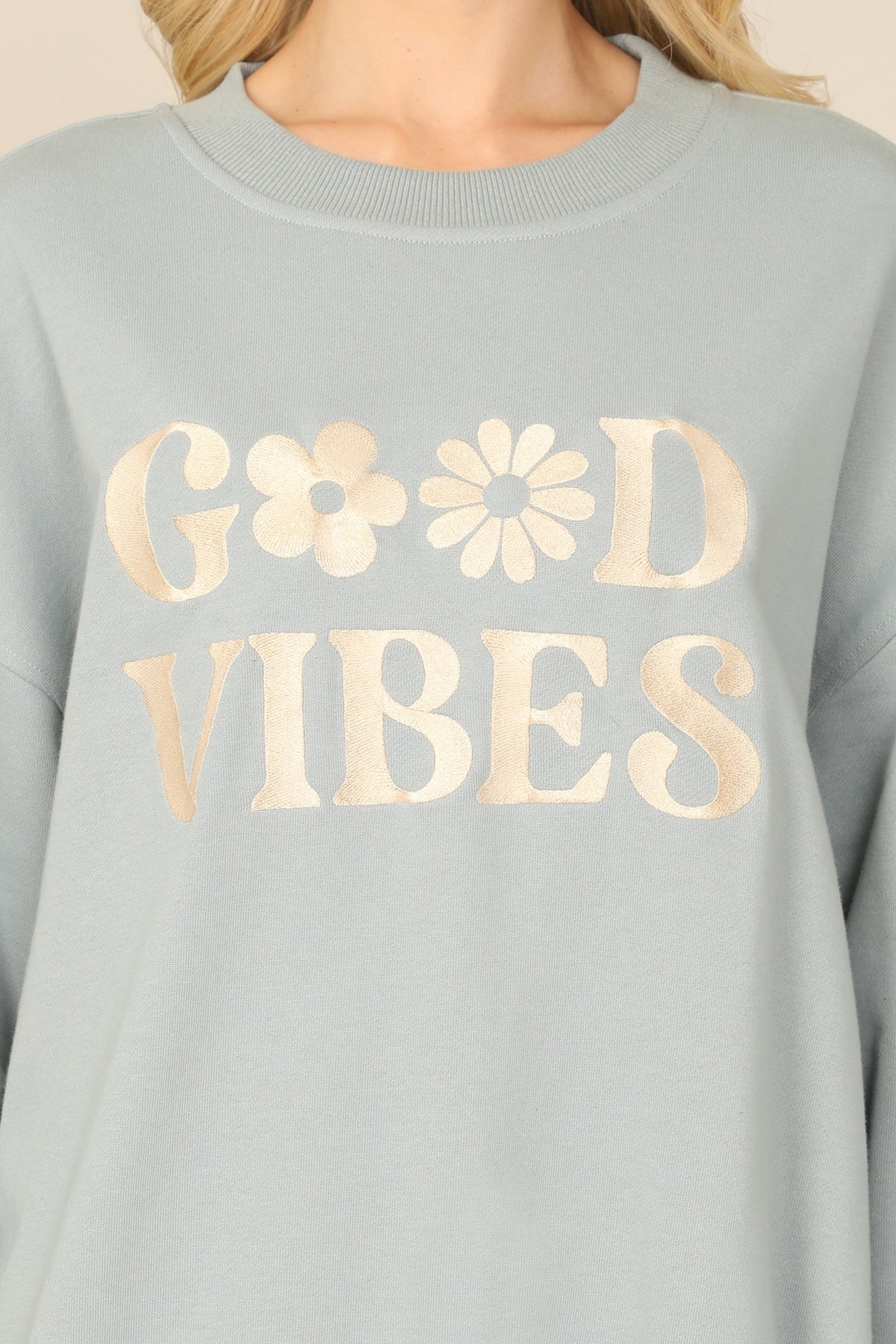 Embroidered Good Vibes Crew