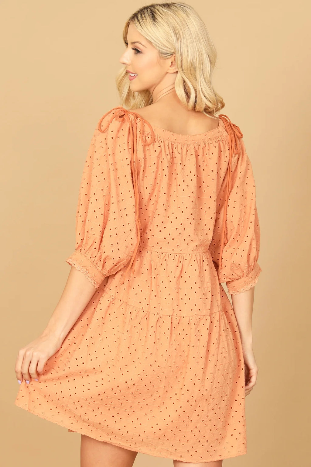 Burnt Orange Eyelet Dress