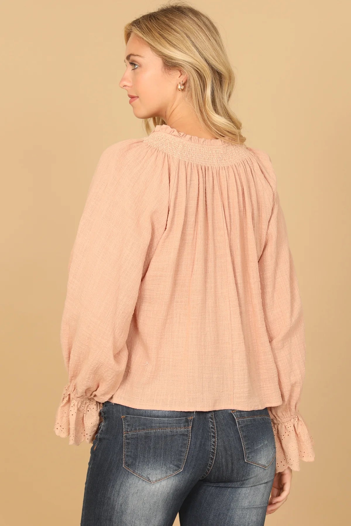 Dusty Peach Ruffle Top