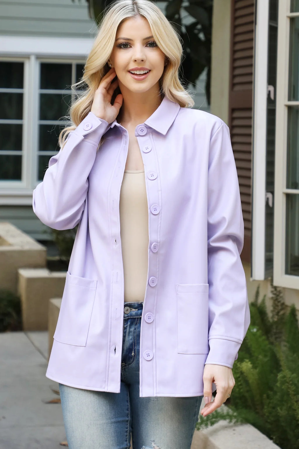 Lilac Vegan Leather Coat