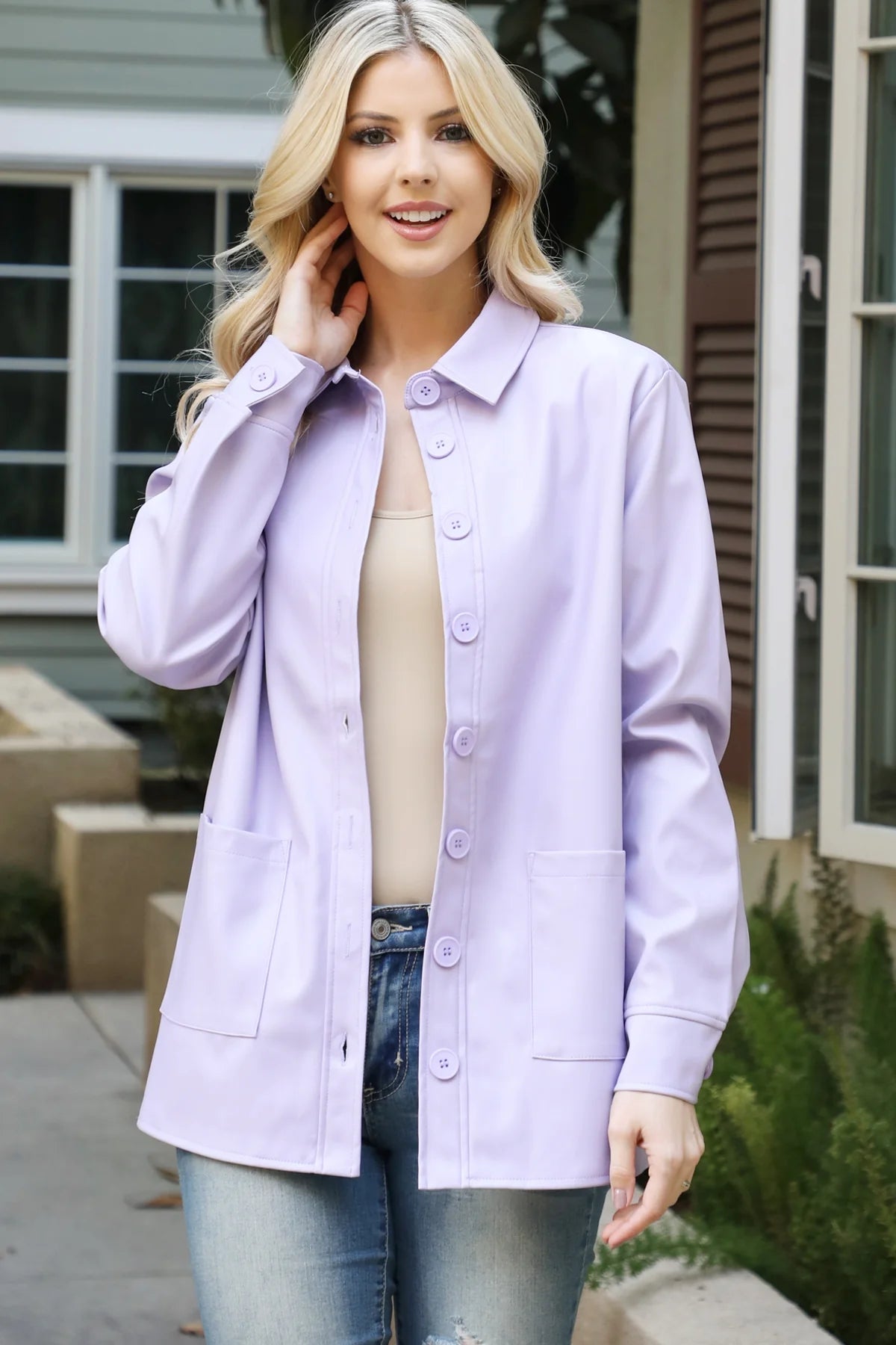 Lilac Vegan Leather Coat